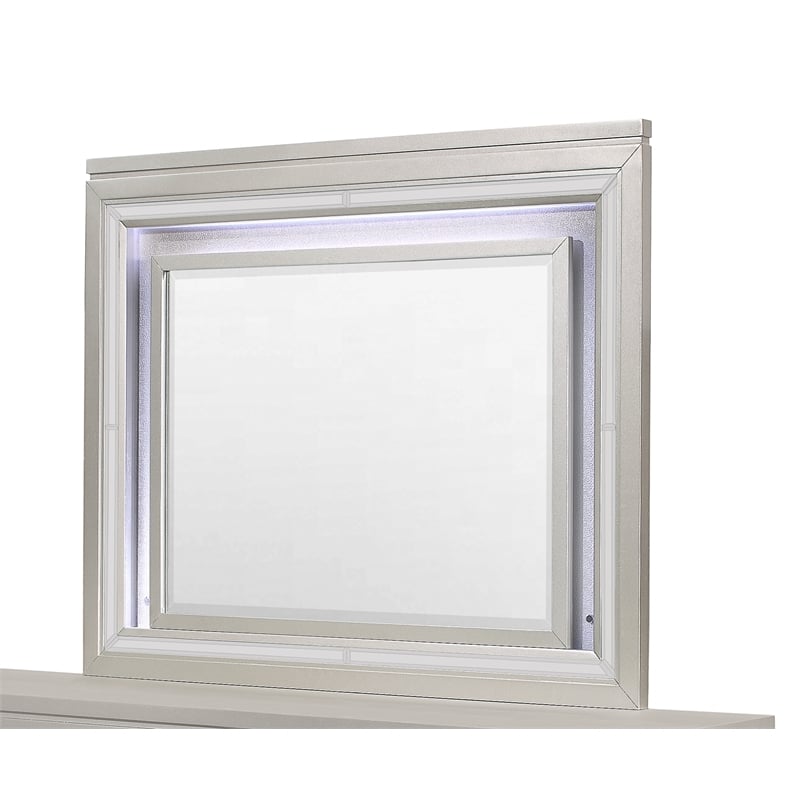 Global Furniture USA Paris Metallic Large Scale Beige Mirror with LED