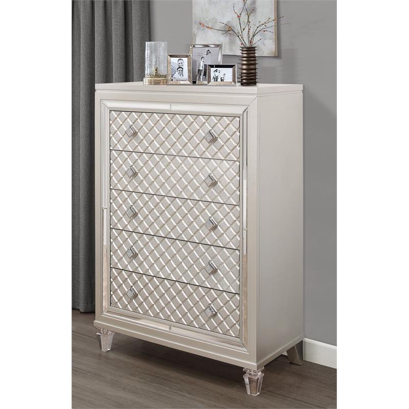 Global Furniture USA Paris Contemporary Beige 5-Drawer Chest with Acrylic Legs