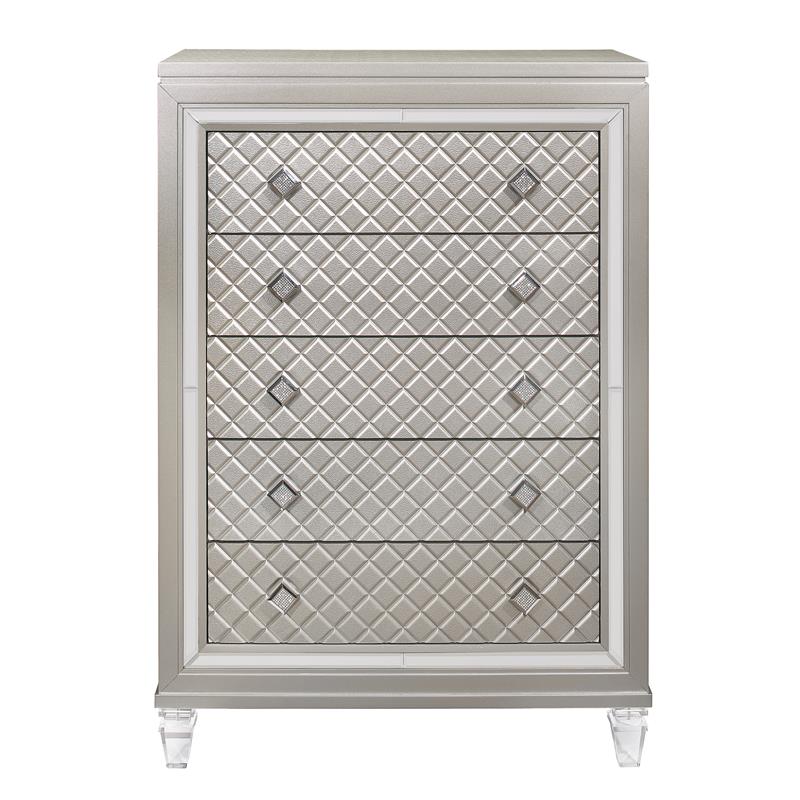 Global Furniture USA Paris Contemporary Beige 5-Drawer Chest with Acrylic Legs