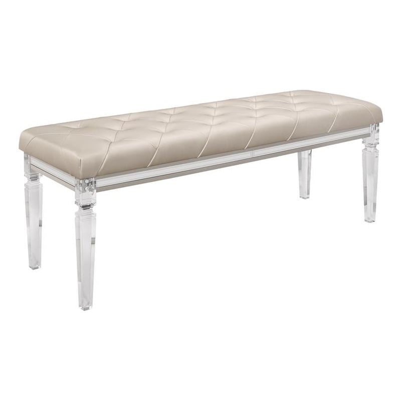 Global Furniture USA Paris Transitional Beige Bench with Acrylic Legs