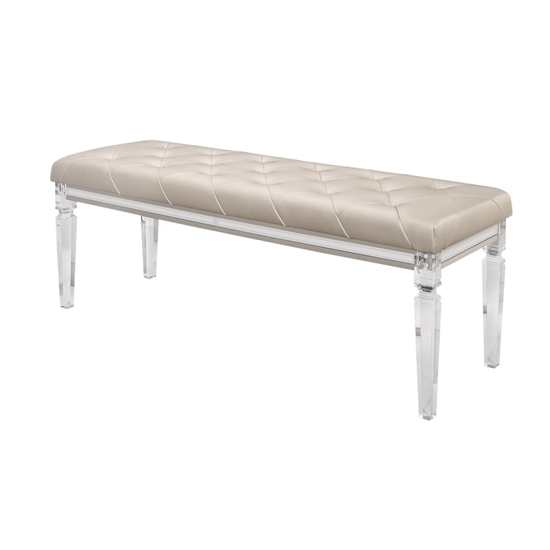 Global Furniture USA Paris Transitional Beige Bench with Acrylic Legs