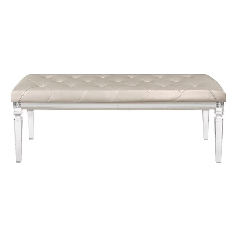 Global Furniture USA Paris Transitional Beige Bench with Acrylic Legs