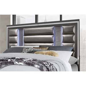 global furniture usa pisa metallic gray king bed w/ led light