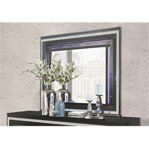 global furniture usa pisa metallic gray mirror w/ led light