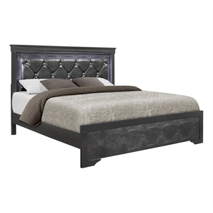 Global Furniture USA Pompei Metallic Gray Queen Bed w/ LED Light