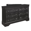 Global Furniture USA Pompei Wooden Gray 6-Drawer Dresser with Crystal Knob