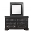 Global Furniture USA Pompei Wooden Gray 6-Drawer Dresser with Crystal Knob
