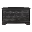 Global Furniture USA Pompei Wooden Gray 6-Drawer Dresser with Crystal Knob