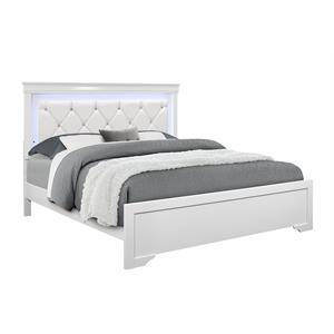Global Furniture USA Pompei Metallic White Queen Bed w/ LED Light