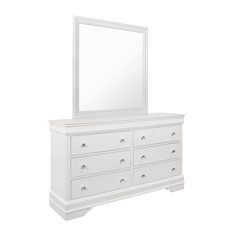 Global Furniture USA Pompei Metallic White Mirror