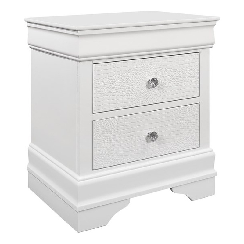 Global Furniture USA Pompei Solid Wood White 2-Drawer Nightstand