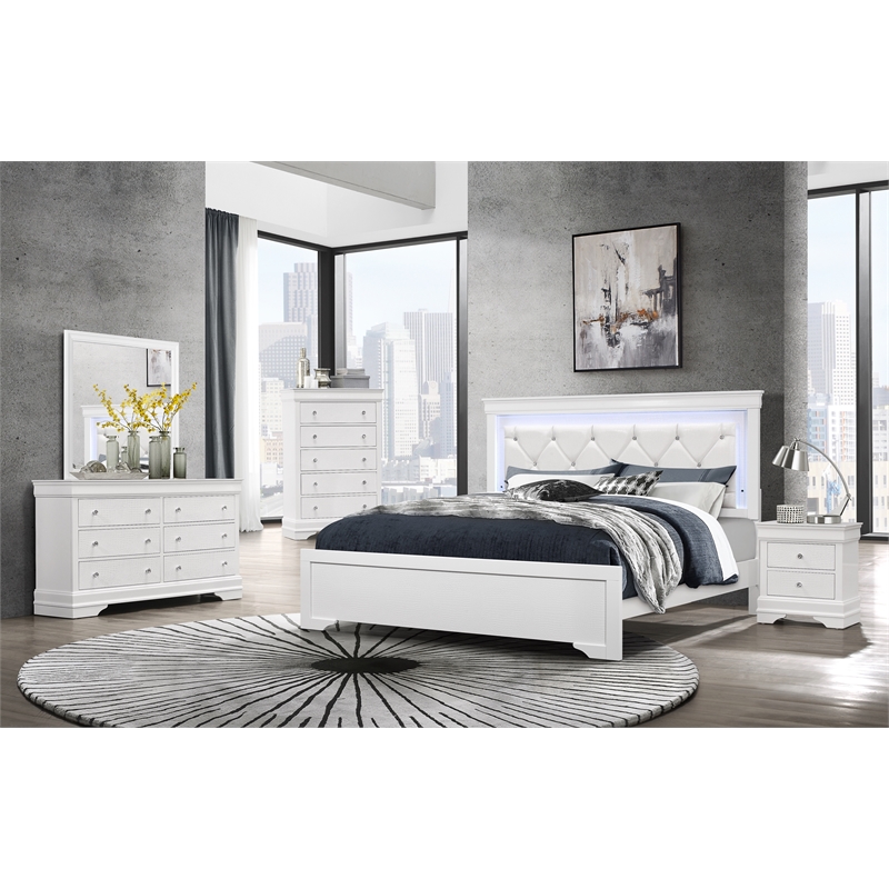 Global Furniture USA Pompei Solid Wood White 2-Drawer Nightstand