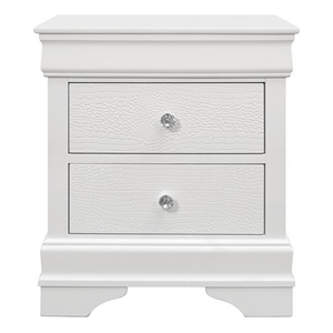 Global Furniture USA Pompei Solid Wood White 2-Drawer Nightstand