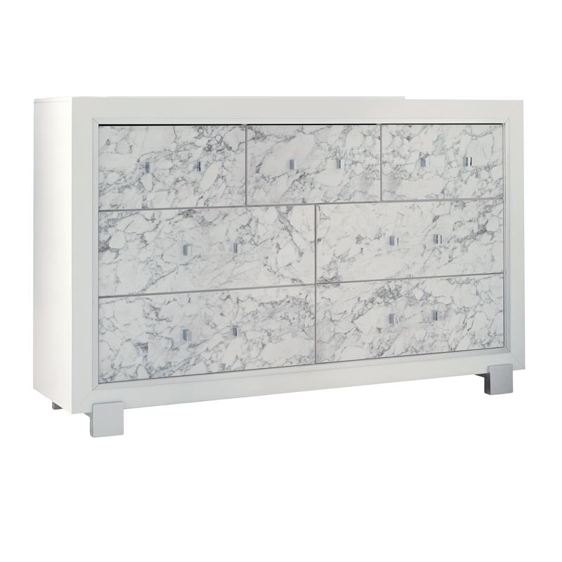 Global Furniture USA Santorini White Wooden 7-Drawer Dresser
