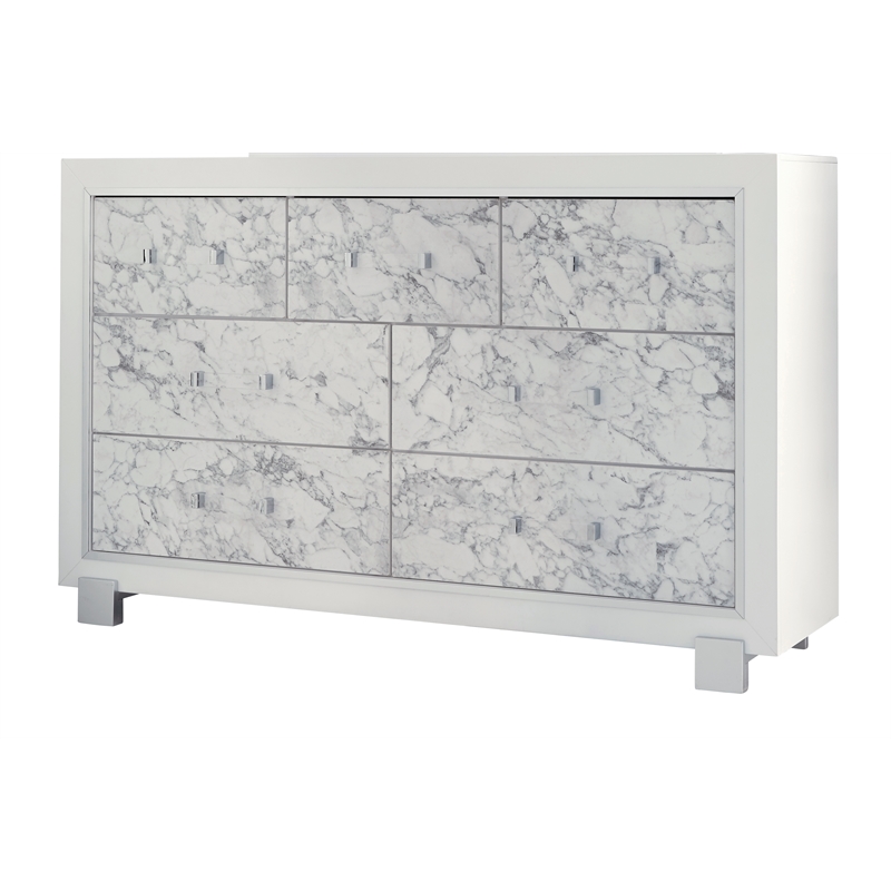 Global Furniture USA Santorini White Wooden 7-Drawer Dresser
