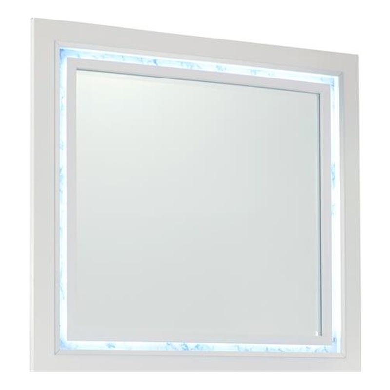 Global Furniture USA Santorini White Wooden Mirror with LED Lighting