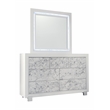 Global Furniture USA Santorini White Wooden Mirror with LED Lighting