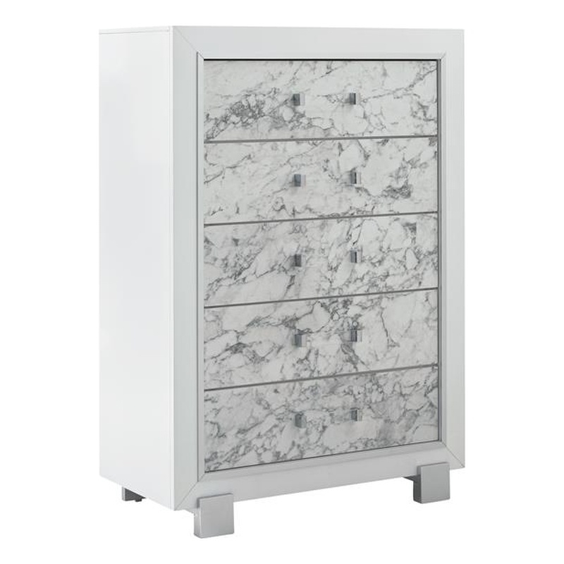 Global Furniture USA Santorini White Solid Wood 5-Drawer Chest