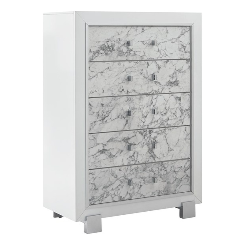 Global Furniture USA Santorini White Solid Wood 5-Drawer Chest