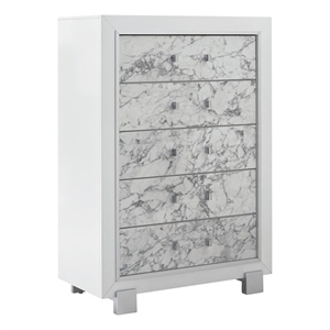 Global Furniture USA Santorini White Solid Wood 5-Drawer Chest
