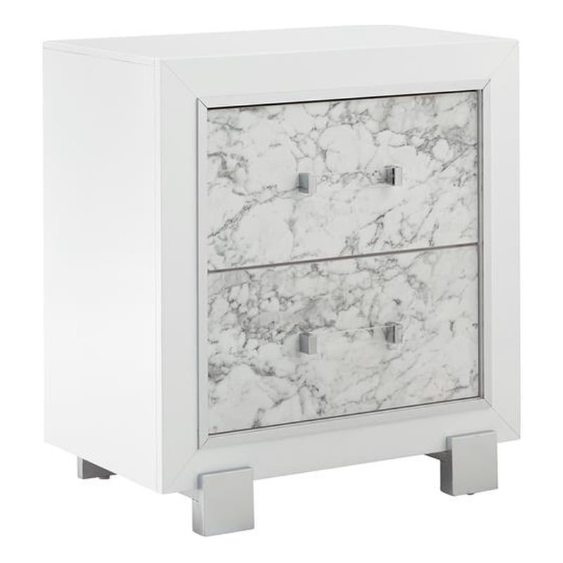 Global Furniture USA Santorini White Solid Wood 2-Drawer Nightstand