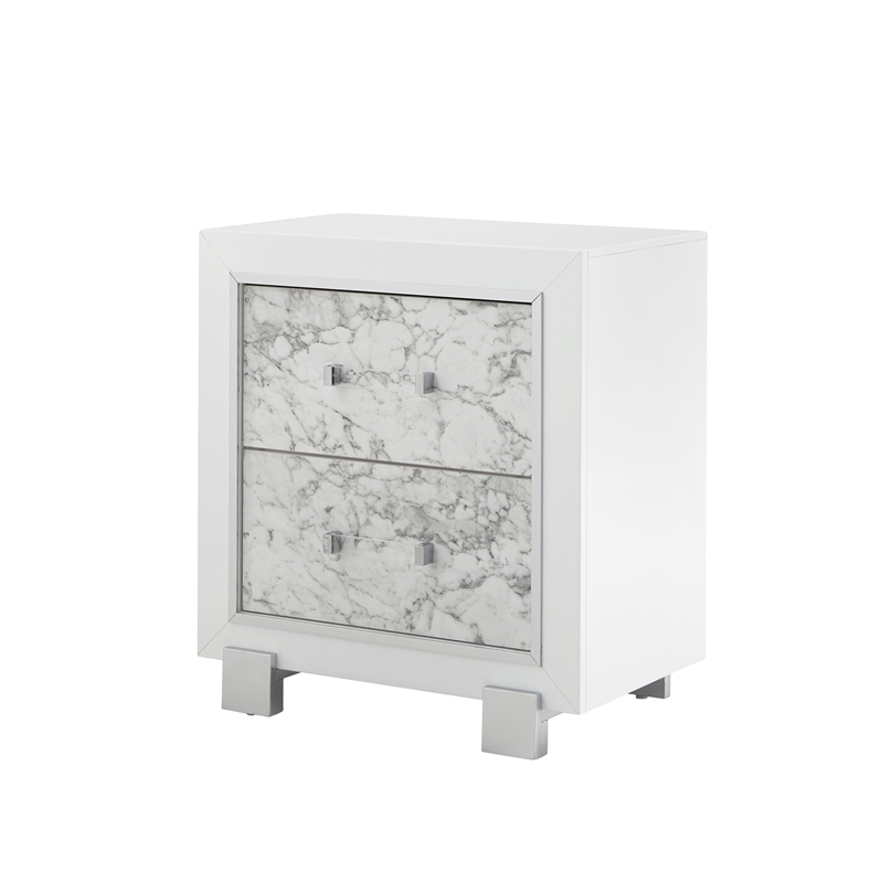 Global Furniture USA Santorini White Solid Wood 2-Drawer Nightstand