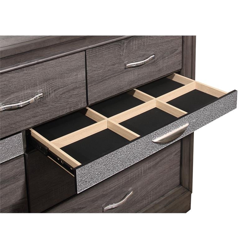 Global Furniture USA Seville Melamine Wood Gray 9-Drawer Dresser