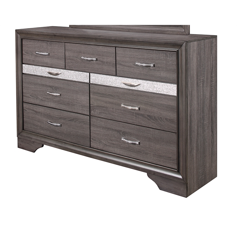 Global Furniture USA Seville Melamine Wood Gray 9-Drawer Dresser