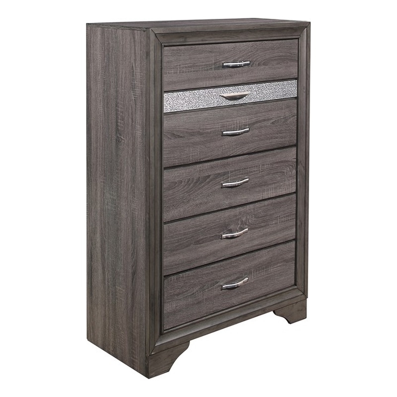 Global Furniture USA Seville Melamine Wood Gray 6-Drawer Chest