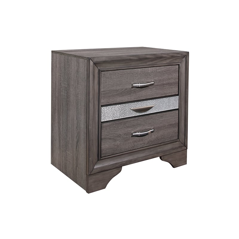 Global Furniture USA Seville Melamine Gray Wood 3- Drawer Nightstand