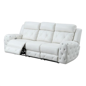 global furniture usa jewel embellished white power recline sofa
