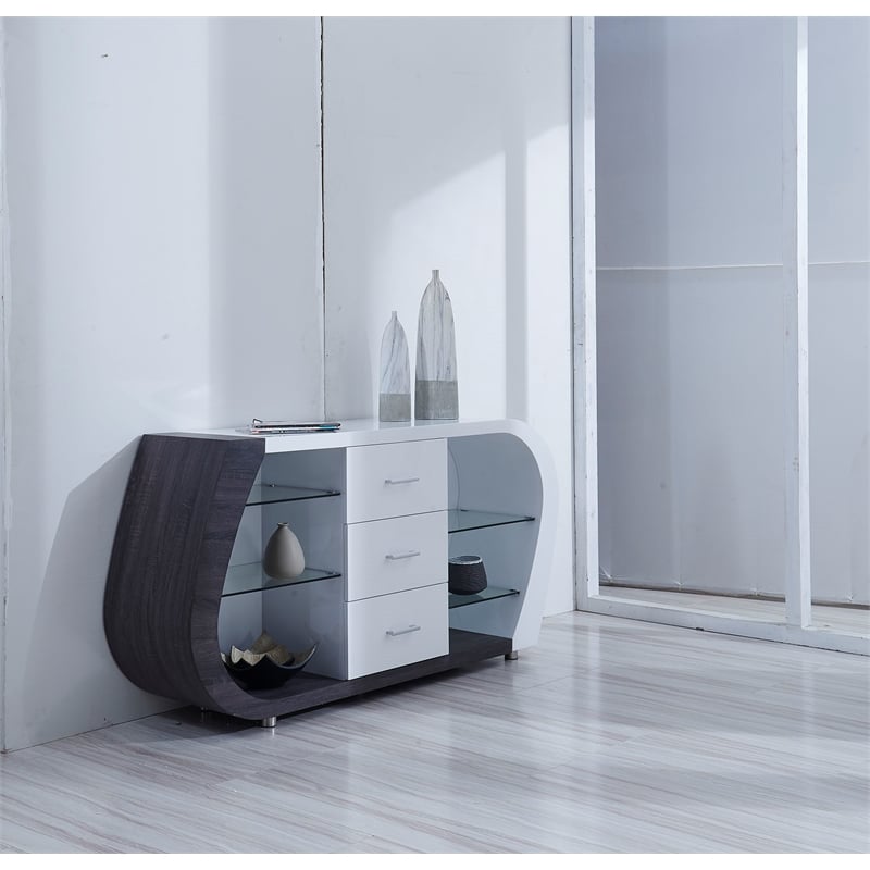 Global Furniture USA MDF Wood White And Gray Contemporary Buffet