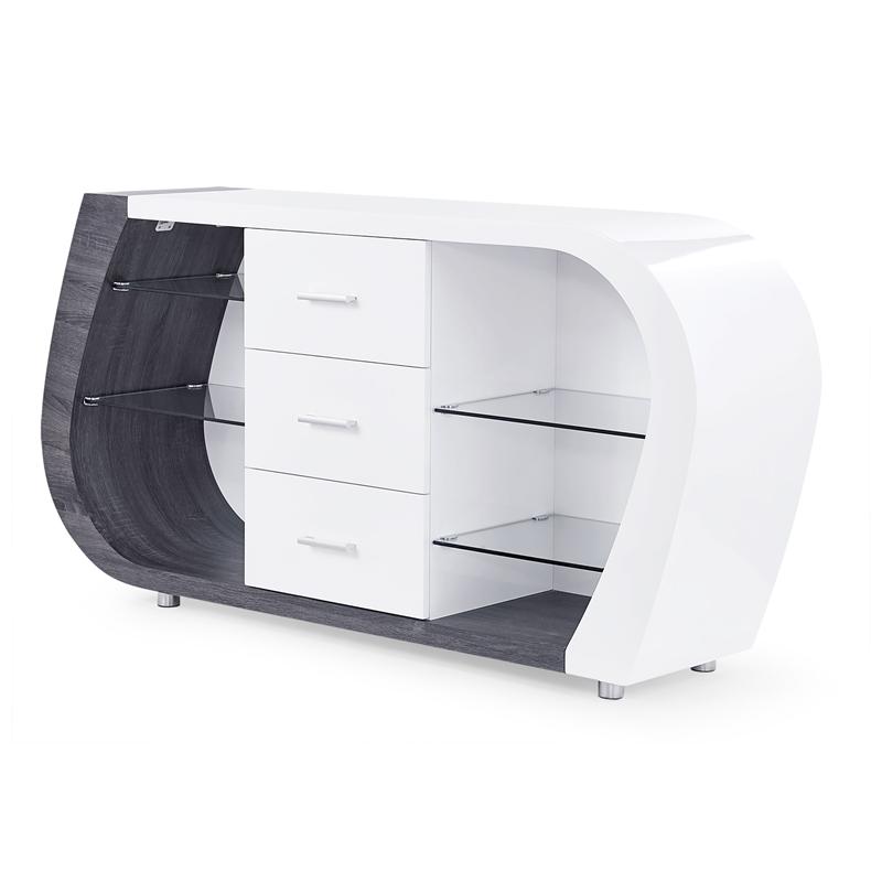 Global Furniture USA MDF Wood White And Gray Contemporary Buffet