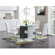 Global Furniture USA Aiah Gray/White Pedestal and Glass Top Dining Table