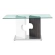 Global Furniture USA Aiah Gray/White Pedestal and Glass Top Dining Table