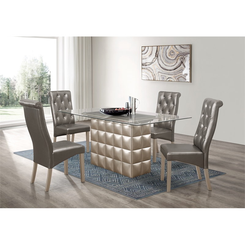 Global Furniture Usa Glass Top Dining Table With Champagne Base