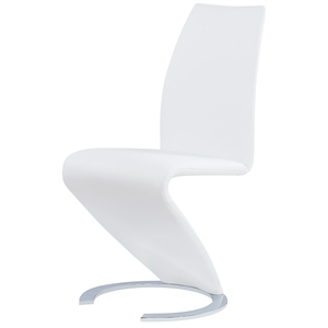 Global Furniture USA Faux Leather Z-Shape Dining Chairs in White (Set of 2)