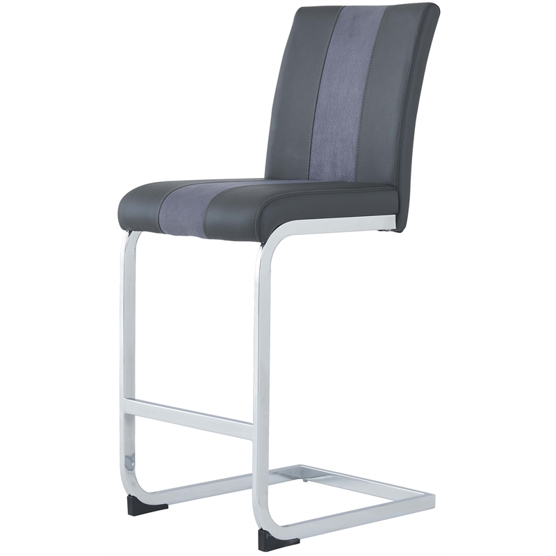 Global Furniture USA Faux Leather Barstools in Gray Finish (Set of 4)