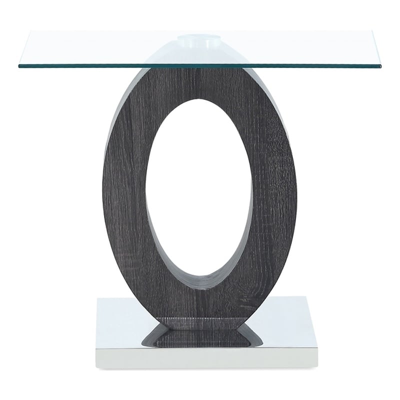 Global Furniture USA Oval Base and Glass Top Dark Gray End Table