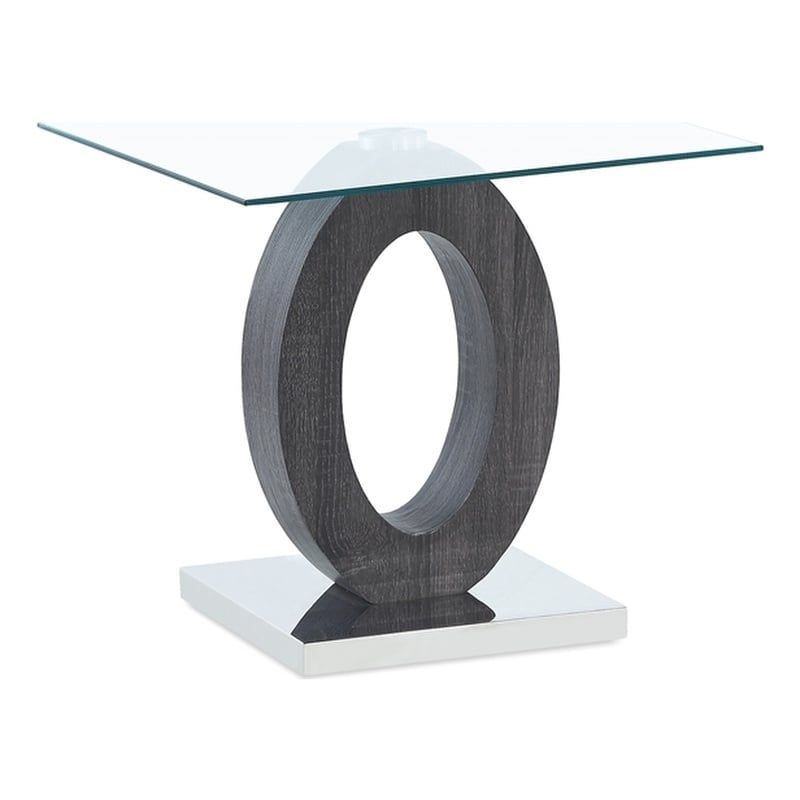 Global Furniture USA Oval Base and Glass Top Dark Gray End Table
