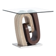 Global Furniture USA Stainless Steel and Glass Top End Table in Walnut/Oak
