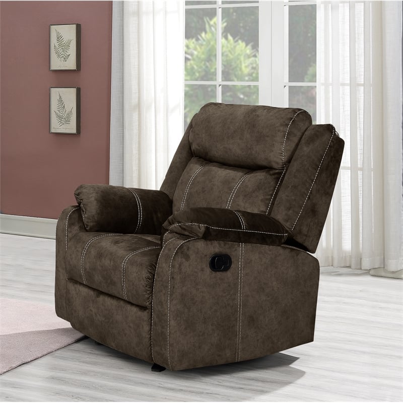 Global Furniture USA U7303C Brown Microfiber Glider Recliner