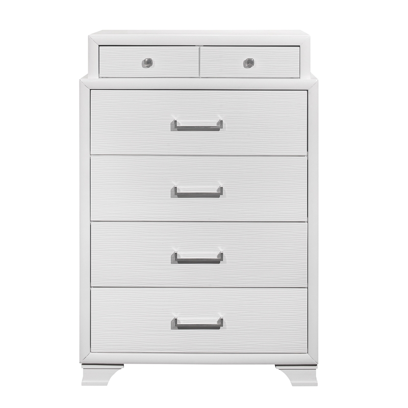 Global Furniture USA Jordyn Glossy White Solid Wood 6-Drawer Chest