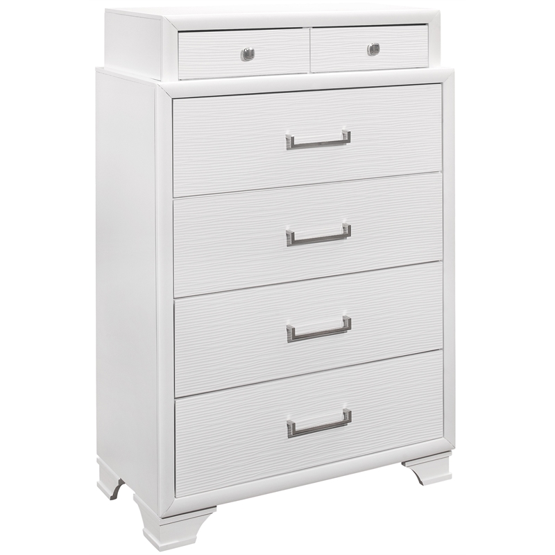 Global Furniture USA Jordyn Glossy White Solid Wood 6-Drawer Chest