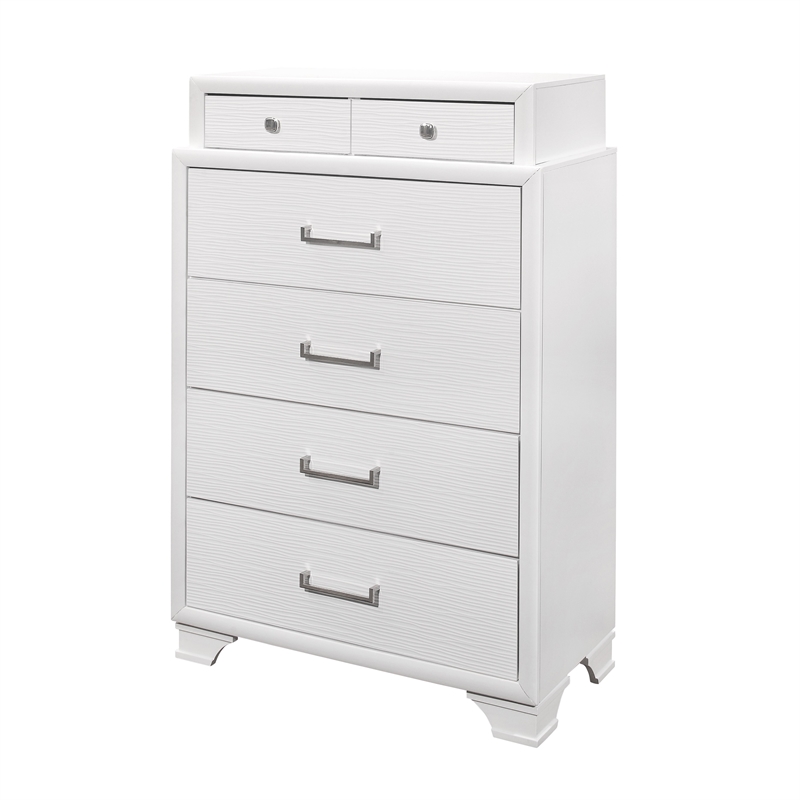 Global Furniture USA Jordyn Glossy White Solid Wood 6-Drawer Chest