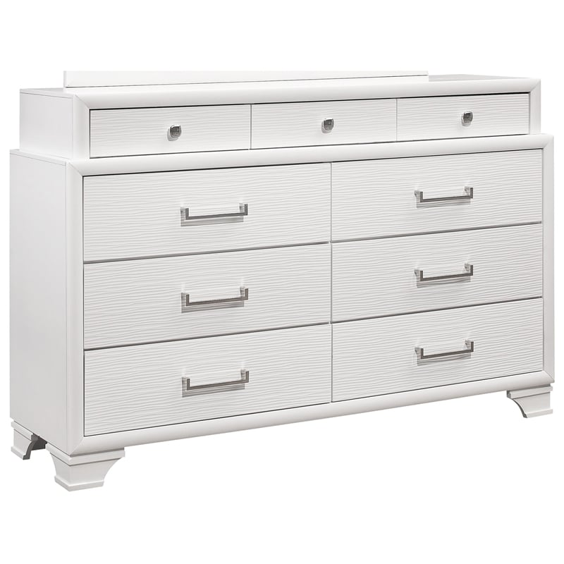 Global Furniture USA Jordyn Solid Wood 9-Drawer White Dresser