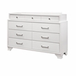 Global Furniture USA Jordyn Solid Wood 9-Drawer White Dresser
