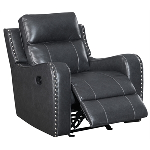 global furniture faux leather glider recliner dark grey
