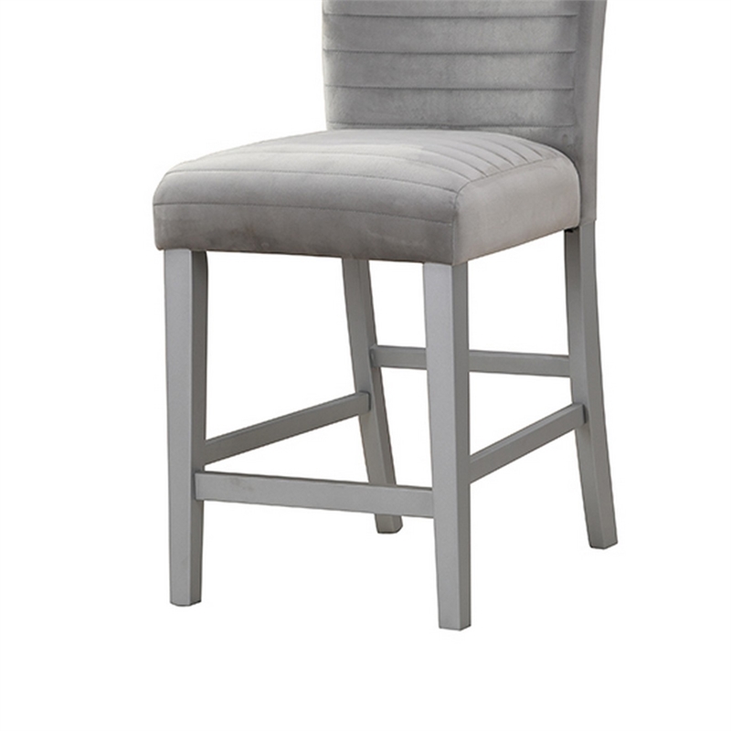 Global Furniture USA Grey Velvet and Silver Glitter Barstool Set of 2