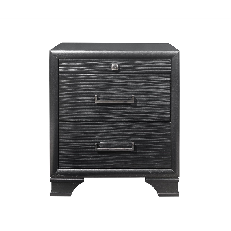 Global Furniture USA Jordyn Wood  Textured Front Gray 3-Drawer Nightstand